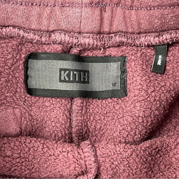 Kith Kids Drawstring Logo Embroidered Jogger Sweatpants Maroon Red Cozy Size 12 - Picture 5 of 7